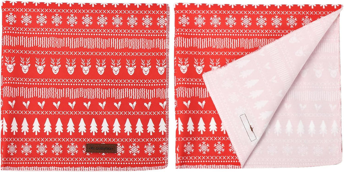 MR. CHUBBYFACE Fall Orange Plaid Dog Bandanas Reversible Triangle - C:Red Tree / L - image 2