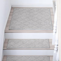 COSY HOMEER Edging Stair Treads Non-Slip Corner Indoor Stair Runners for Wooden Steps,Landing Slip Resistant Stair Rugs Mat for Kids and Dogs,100% Polyester TPE Backing,Grey,30x30 inch