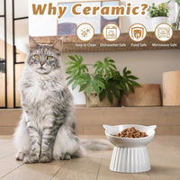Ceramic Raised Cat Bowl，Tilted Raised Cat Bowl Anti Vomit Cat Bowls - White - image 3