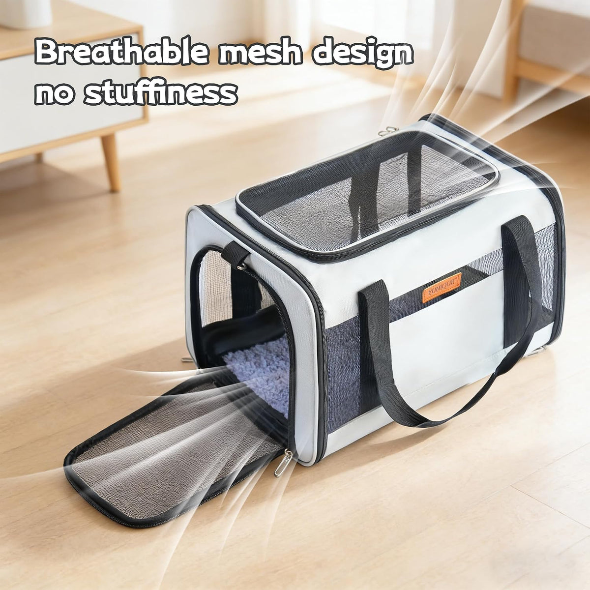 YUNIQUE Soft-Sided Cat & Dog Carrier for Pets Up to 15 Lbs - lightgrey - image 3