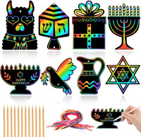 JULMELON 36 PCS Butterfly Scratch Cards, Rainbow Scratch Paper – Fun for Kids & Family - Hanukkah