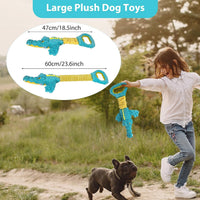 Dog Toys 3-Pack Cute Duck Shapes Puppy Toys No-Stuffing Squeaky - Blue02 / Blue Alligator - image 3