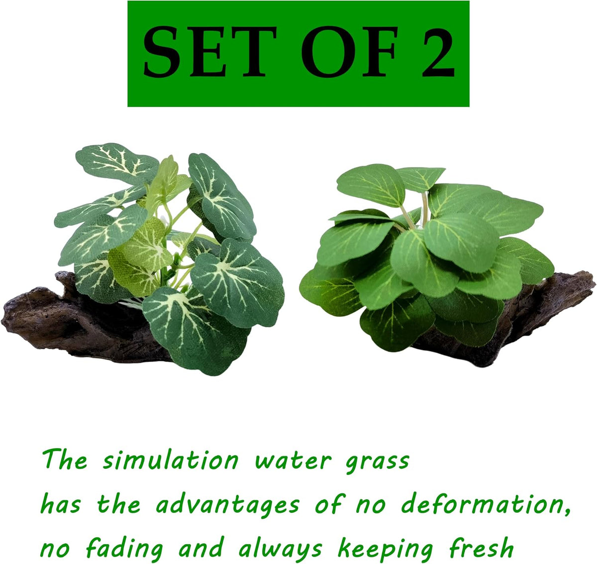 M2cbridge Artificial Fish Tank Plants Aquarium Plant Aquatic Water - 2pcs Small Green - image 2