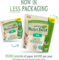 Nylabone Nutri Dent Dog Dental Chews - Natural Dog Teeth Cleaning & Breath Freshener - Dental Treats for Dogs - Fresh Breath Flavor, Mini (160 Count)