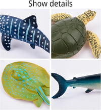 TOYMANY 24pcs Mini Ocean Animal Figurines: Realistic Cake Toppers with Sharks, Whales & Octopus - Great for Kids' Parties, Gifts & School Projects