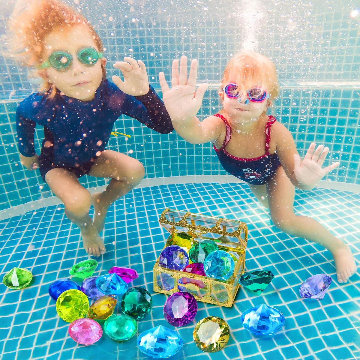 DISHIO Diving Gem Pool Toy 10PCS Big Colorful Diamond Diving Toy - 10pcs Gold - image 3