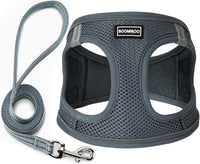 Dog Harness with Leash Set, Step-in Adjustable Puppy Pet Vest - Grey / M(Chest:16"-18")
