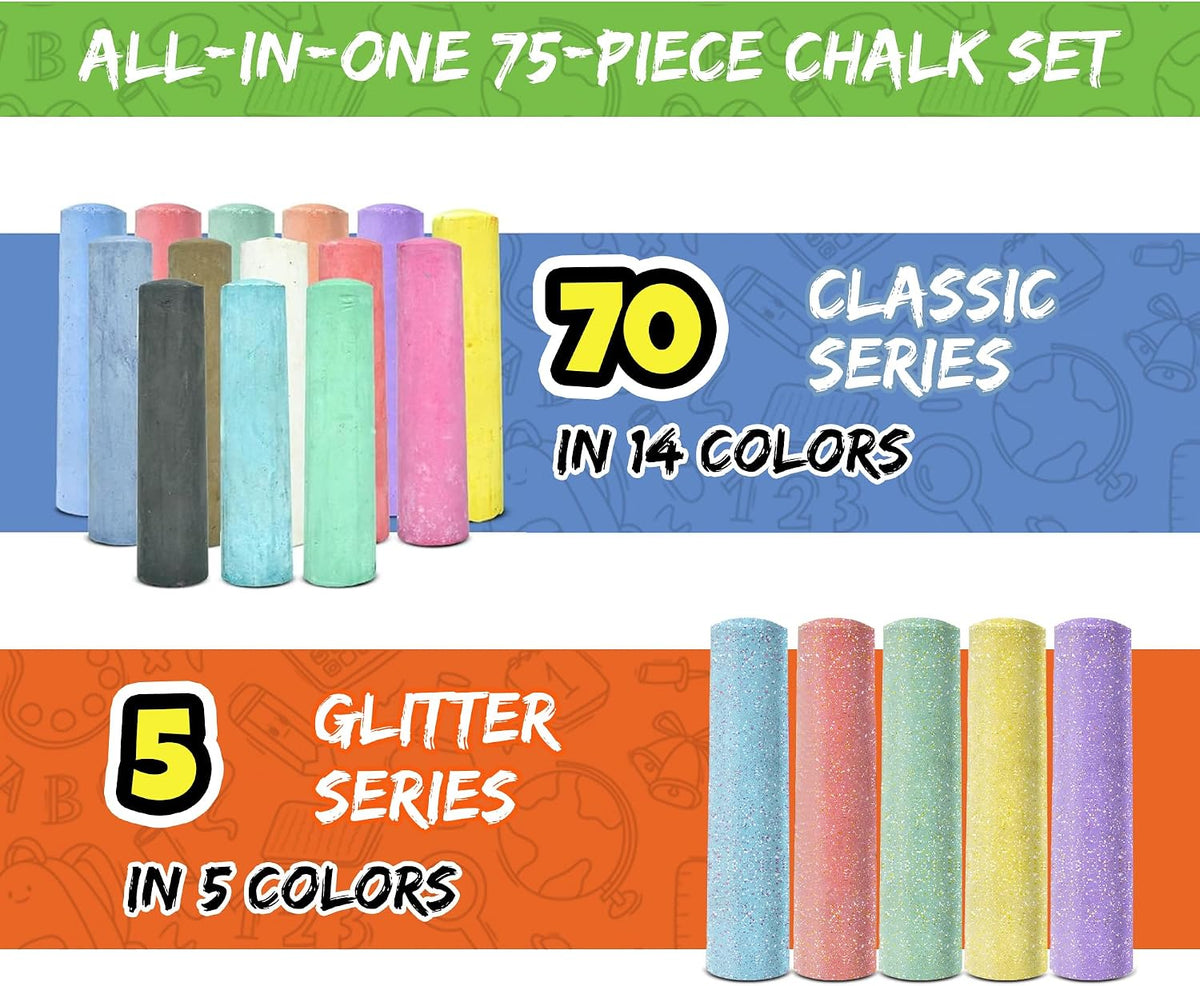 160 PCS Sidewalk Chalk for Kids, 14 Colors - 75 - image 2