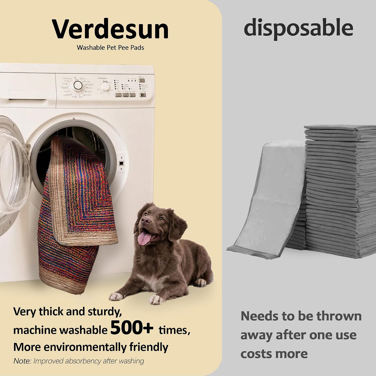 Washable Pee Pads for Dogs, Reusable Puppy Potty Training Pads - Sisal Bohemian Print / 48" ×72"(pack of 2) - image 3