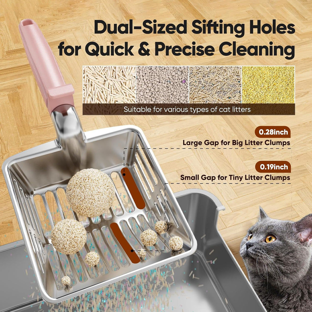 Large Metal Cat Litter Scoop w/ Deep Shovel - Pink - image 3