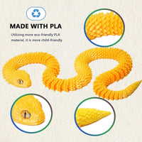 24in 3D Printed Snake Toys, Flexible 3D Printed Animal - Yellow / 24in - image 3