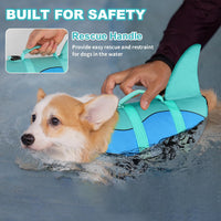 Dogcheer Dog Life Jacket, Cute Shark Dog Life Vest for Swimming Boating with Superior Buoyancy - Pool Blue / Large - image 3