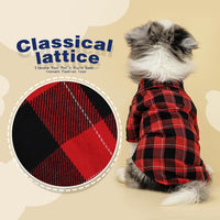 Plaid Dog Shirt: Classic Checkered Style in Pure Cotton for Large - 3XL-(33~50lb) | Chest(~30") / Red - image 2
