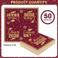 PERFQU Class of 2026 graduation napkins in blue and gold with cap and tassel design - view 20