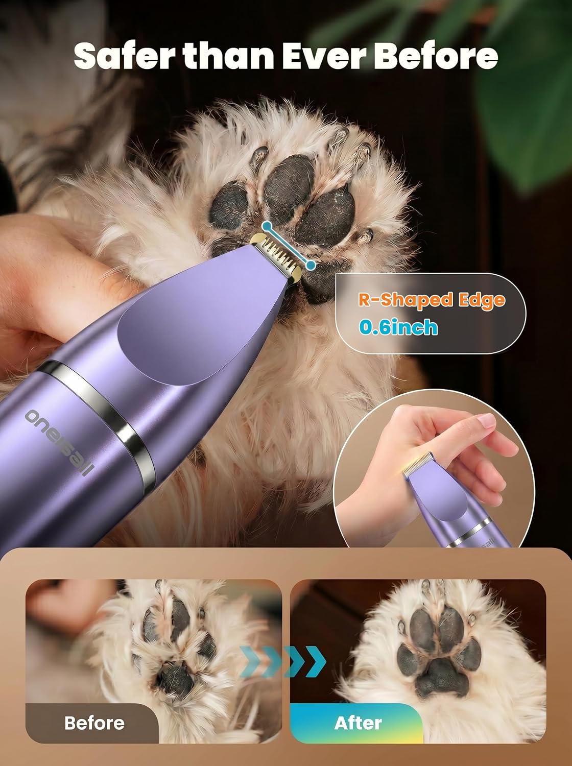 oneisall 4 in 1 Dog Grooming Kit with LCD Display – Essentials for Dogs - Purple - image 4