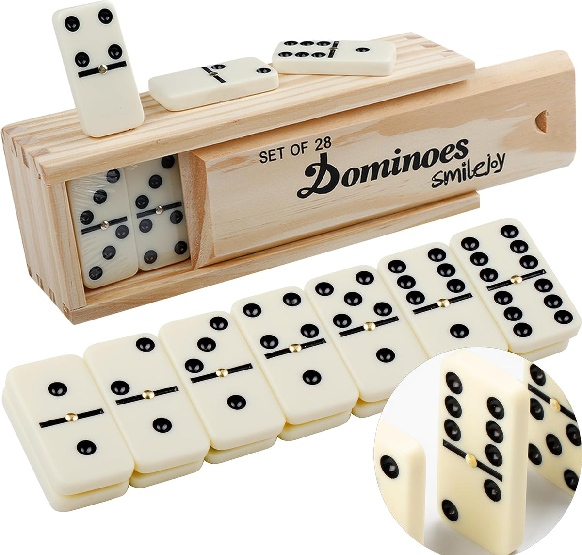 Smilejoy Double Six Dominoes Set for Adults - Medium