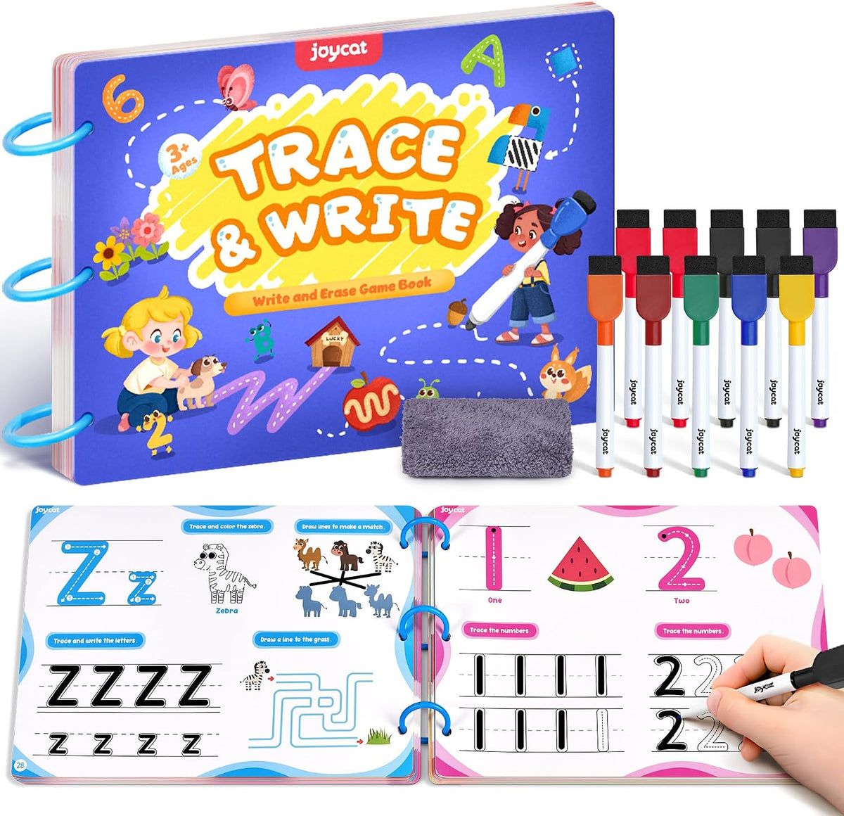 JoyCat seek and find activity book with dry erase markers, cloth and storage bag - view 5