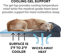 Furhaven Cooling Gel Dog Bed for Large/Medium Dogs w/ Removable Bolsters & Washable Cover, For Dogs Up to 55 lbs - Quilted Sofa - Iron Gray, Large