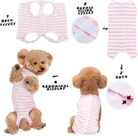 Comprehensive Post-Surgery Dog Recovery Suit: Premium Cotton - Pink and White Striped / XS-(1~3lb) | Chest(~11.1") - image 4