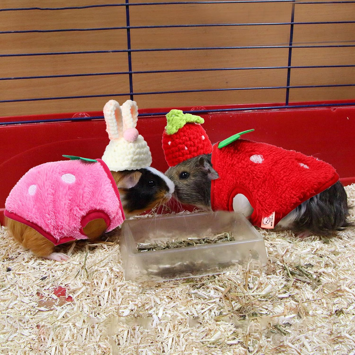 Clysee 10-piece guinea pig clothes set with flannel vests and knitted mini hats - view 18