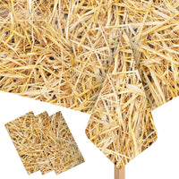 LANMANUO straw tablecloth set with hay bale print, three 54 x 108 inch plastic covers - view 2