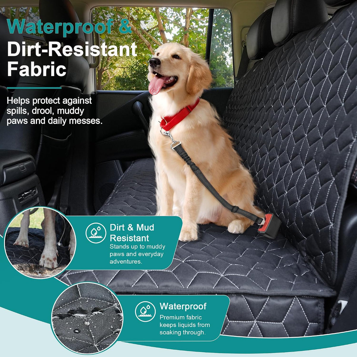 Dog Car Seat Covers for Back Seat - Bench-61"W / Bench-Black - image 4