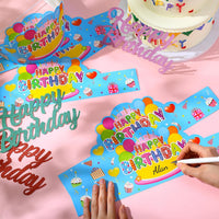 Yunsailing 36 Pcs Birthday Crowns Kids Classroom Party, Pink - Blue - image 4