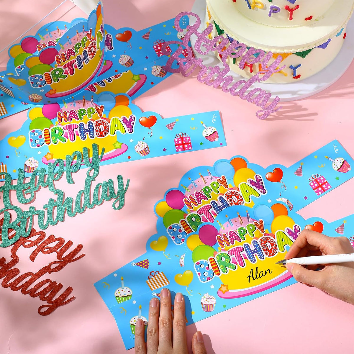 Yunsailing 36 Pcs Birthday Crowns Kids Classroom Party, Pink - Blue - image 4