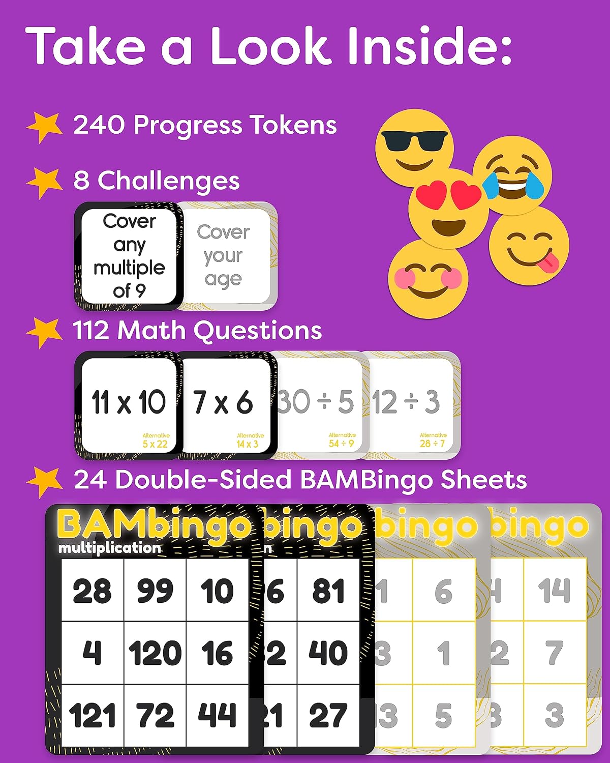 BAMBingo Multiplication and Division Facts Bingo Game – Fun for Kids & Family - Multiplication and Division - image 3