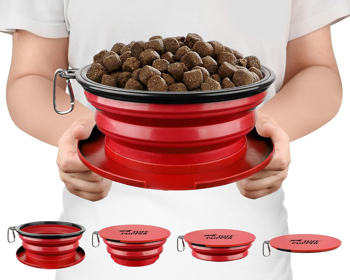 Tuff Pupper SuperBigSlurp Collapsible Dog Bowls - Crimson Red / X-Large (60oz) - 1 Bowl