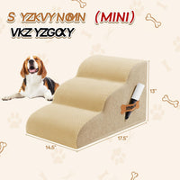 Dog Stairs Ramp for High Bed - 3 Step-13.5"H / Fleece-Beige - image 3