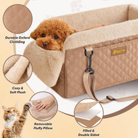 QUMY Middle Center Console Dog Car Seats for Small Dogs Up to 11lbs - Khaki - image 3