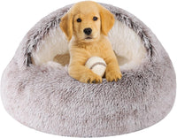 Cat Bed Cave, Cat Beds for Indoor Cats, Washable Hooded Cat Beds - 24.0"L x 24.0"W x 14.0"Th / Coffee