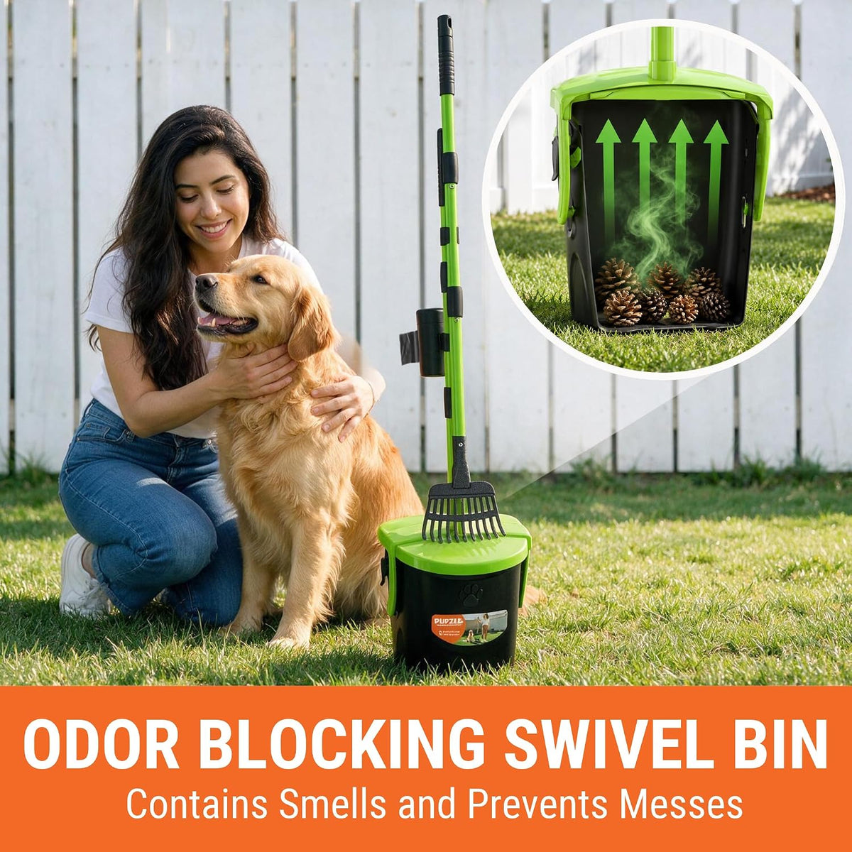 Dog Pooper Scooper with Bag Attachment - Green - image 4