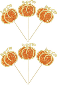 Gyufise 24Pcs Pumpkin Oh Baby Cupcake Toppers Pink Fall Pumpkin - Orange 7 - image 3