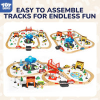 TOY Life Wooden Train Set with Crane, 60-Pc Track, Boys 3-8 – Fun for Kids & Family - 119 PCS - image 3