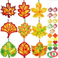 Renbuzhu fall leaf paper suncatcher craft kit with tissue paper and adhesive frames - view 8