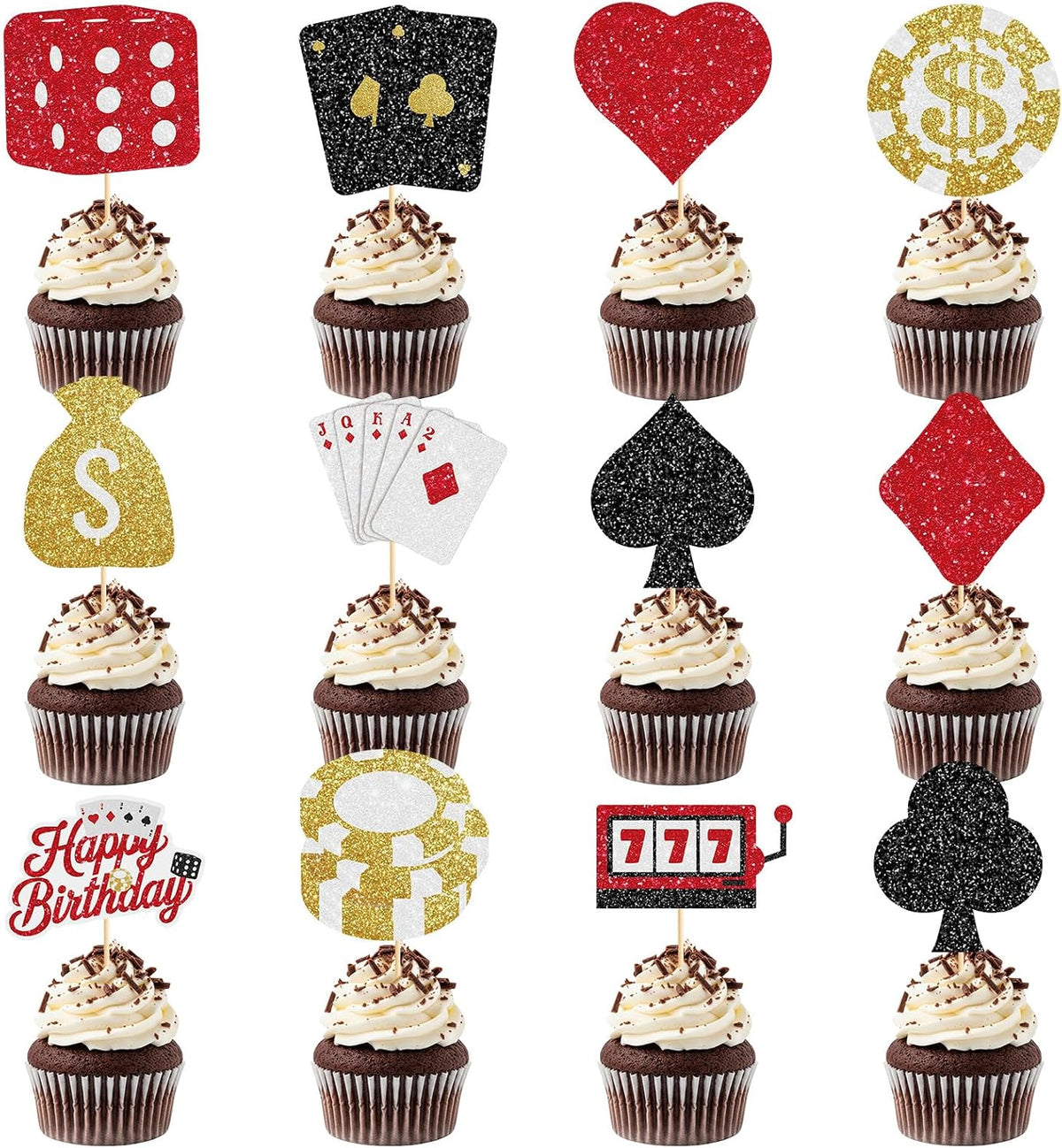 Adecortalk fall cupcake toppers, 48 glitter pumpkin, leaf and turkey picks in 8 designs - view 6