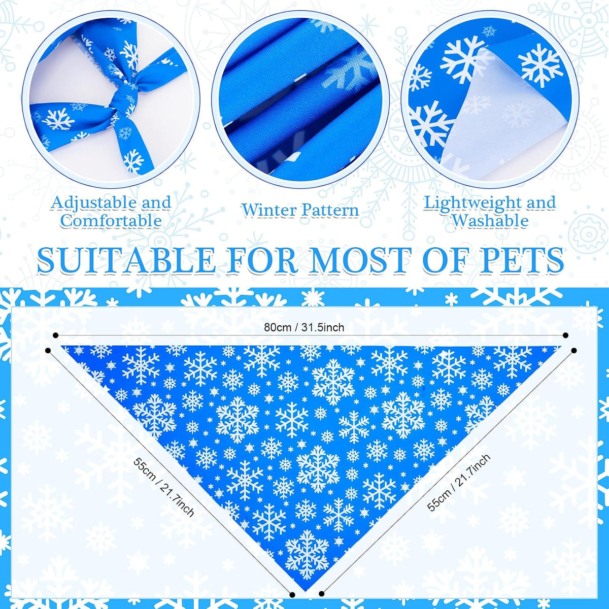 Abbylike 100 Pcs Fall Thanksgiving Dog Bandanas Bulk - Winter / 31.5 x 21.7 x 21.7 Inch - image 3
