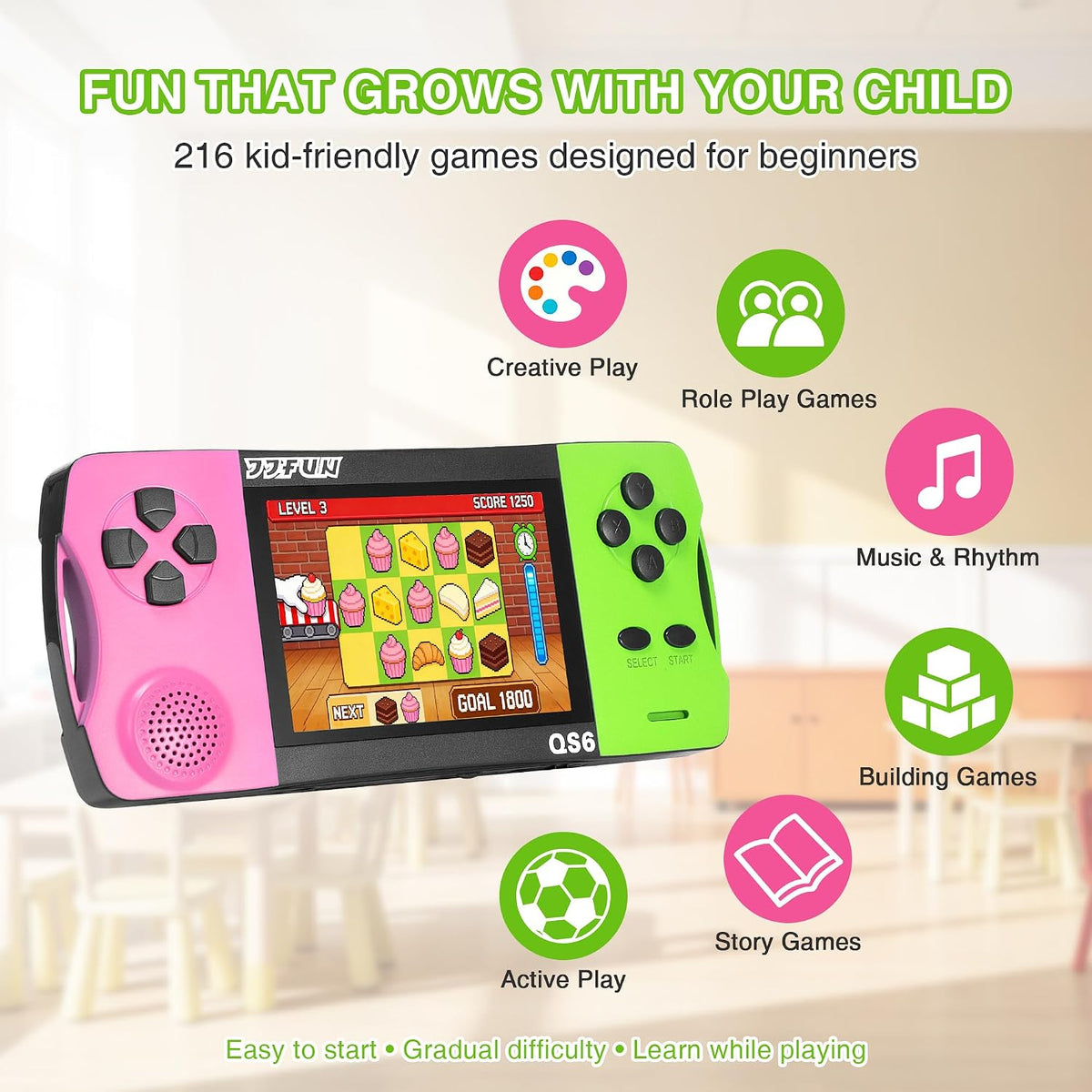 Handheld Games for kids Built-in 200+ Classic Retro Games - Green - image 3