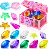 Colorful acrylic diving gem pool toys with pirate treasure box