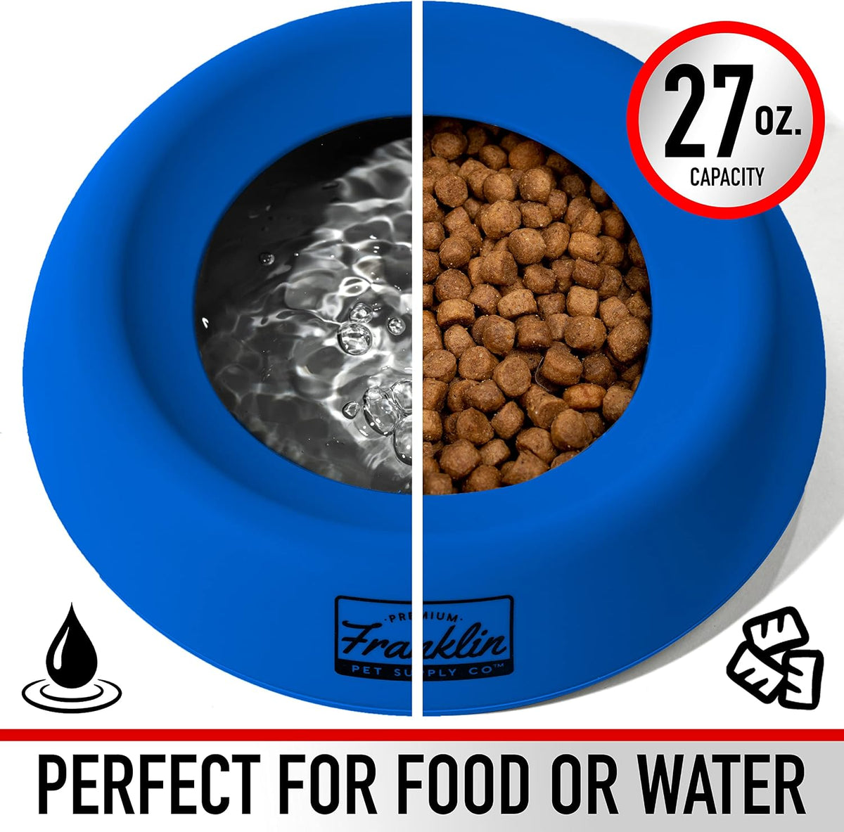Franklin Sports No-Spill Travel Pet Bowl for Dogs + Cats - Blue / 27 Ounces - image 3