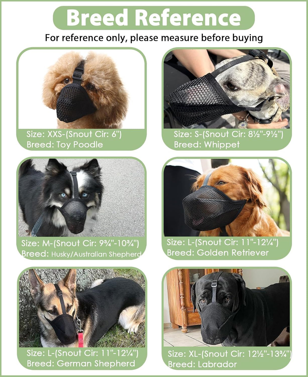 Dog Muzzle, Patented Soft Mesh Muzzle for Scavenging, L - Black / L-(Snout:11"-12¼") - image 4