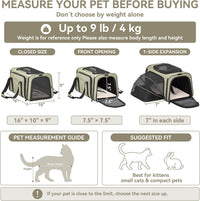 Petsfit Medium Expandable Cat Carrier for Air Travel - 16.0"L x 10.0"W x 9.0"H / Green - image 2