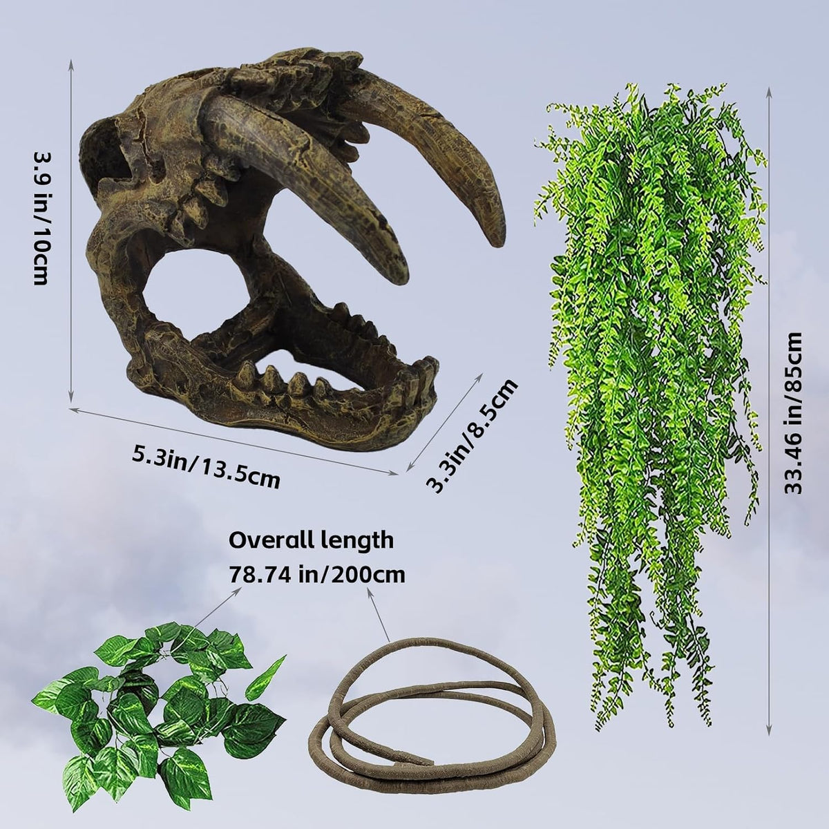 kathson Reptile Resin Dinosaur Skull Decoration Bearded Dragon Tank - Type：sabertooth tiger-C - image 2