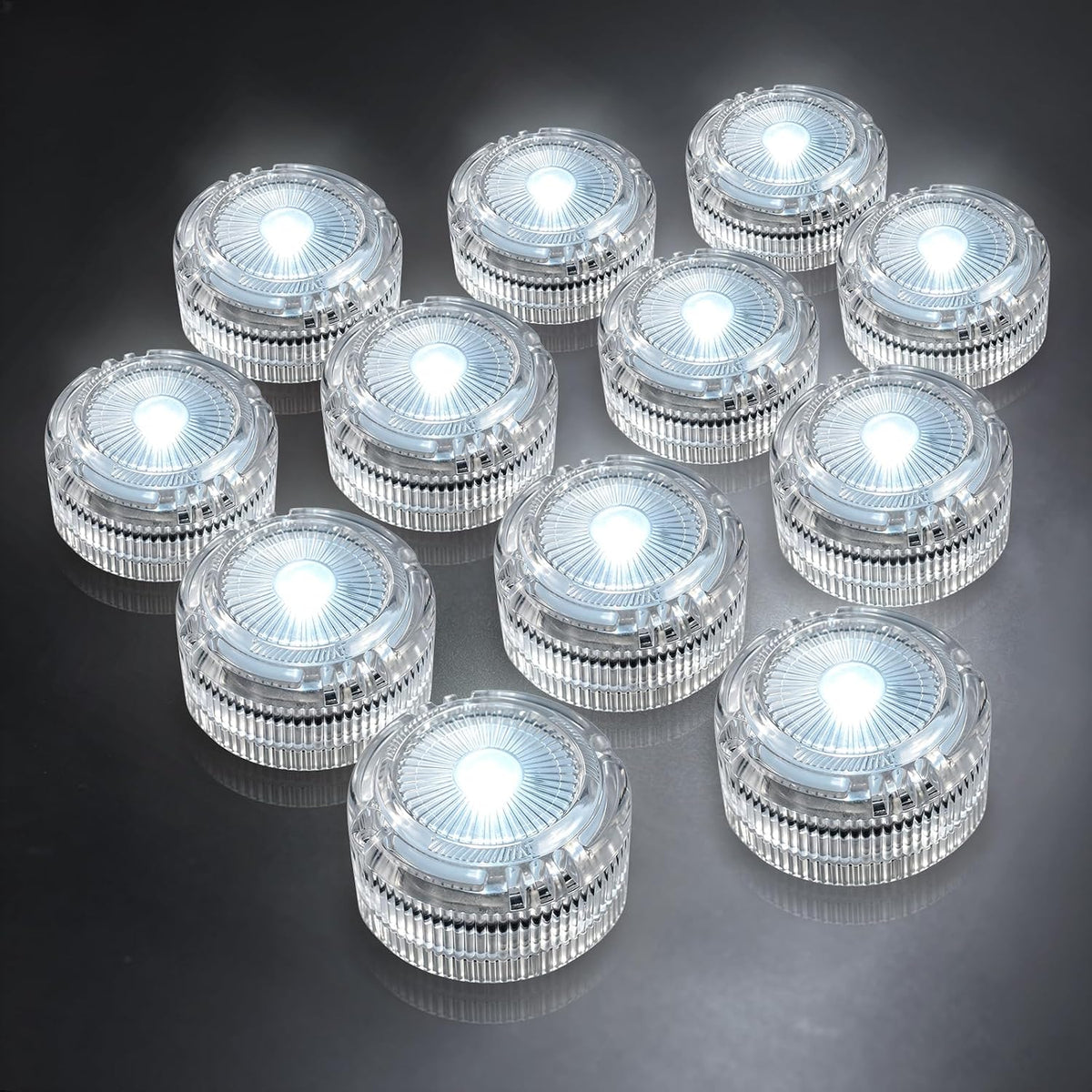 HL Submersible LED Lights, Green Mini LED Tea Light - White / 12P
