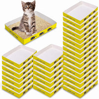 Amyhill 30 Pack Disposable Cat Litter Box Paper Pet Trays - Yellow