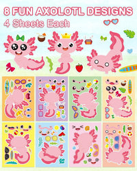30 Unicorn Make-a-Face Sticker Sheets for Kids – Fun for Kids & Family - Axolotl - image 2