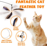 JXFUKAL Cat Wand Toys, Interactive Cat Toys with 3 Feather Refills, 29'' Flexible Steel Wire - Set B - image 3