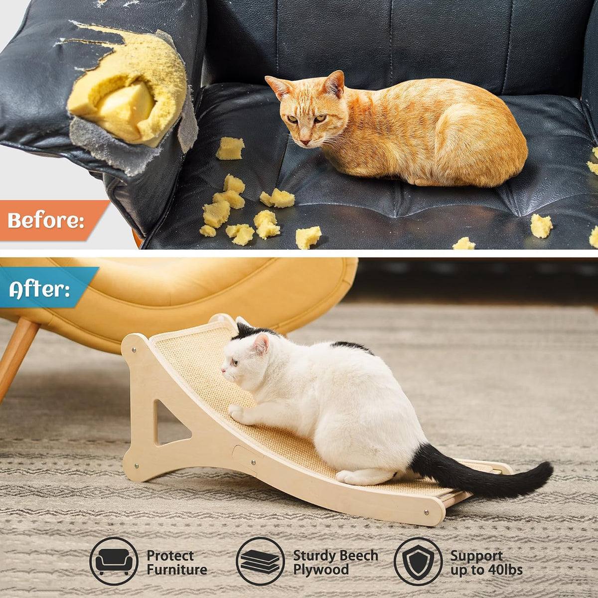 PETKARAY Couch Corner Cat Scratcher - Beige / Curved - image 4